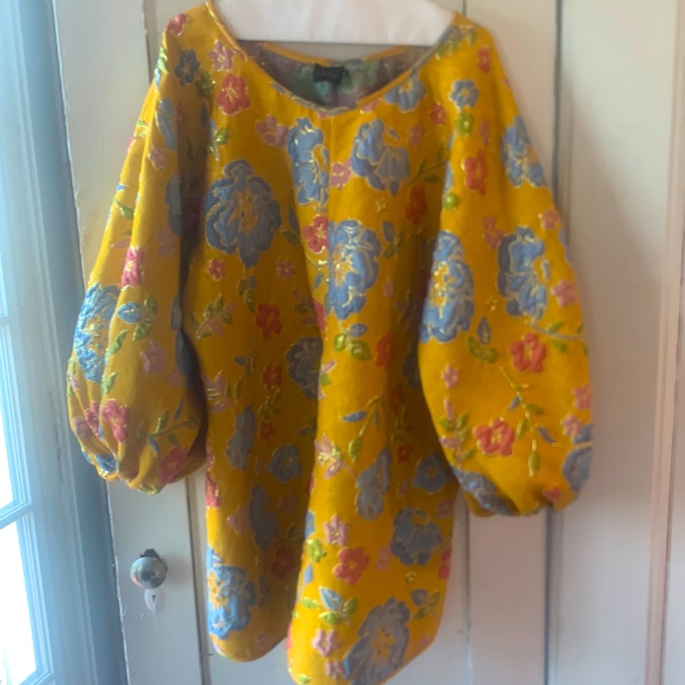 Floral Long Sleeve Dress - Yellow and Blue